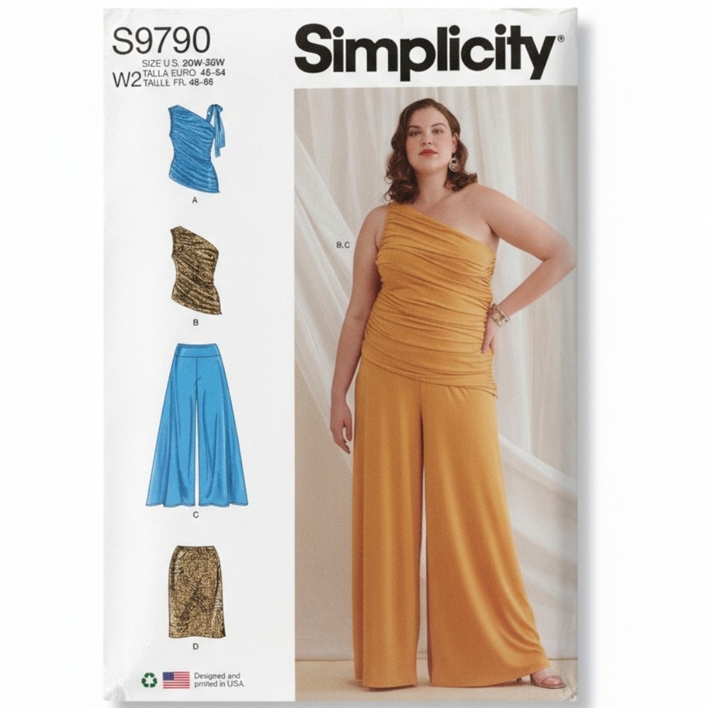 Simplicity S9790 Plus Size Sewing Pattern 20W-28W Knit Tops, Pants & Skirt